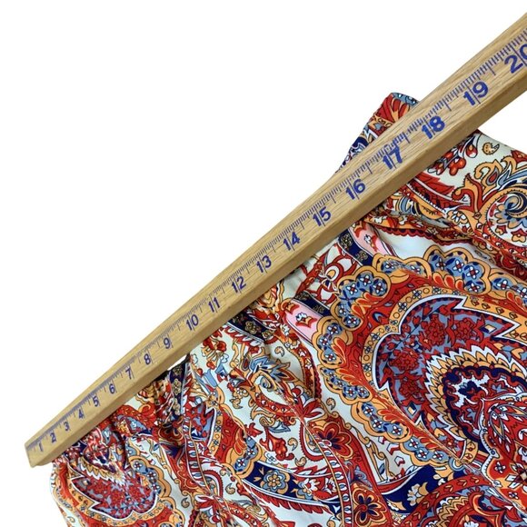 Boho Paisley Print Elastic Waist Tiered Skirt Multi-Color Lightweight Flowing - Picture 5 of 6